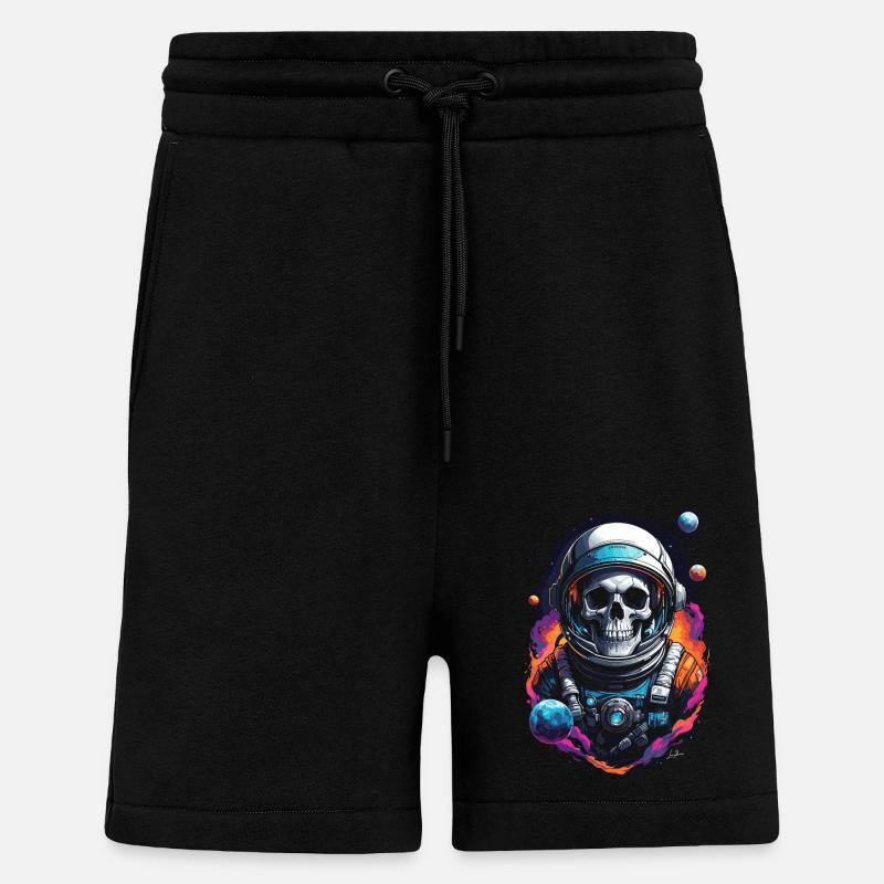 Crâne astronaute univers - Short bio décontracté fabriqué en UE - SOLID BLACK