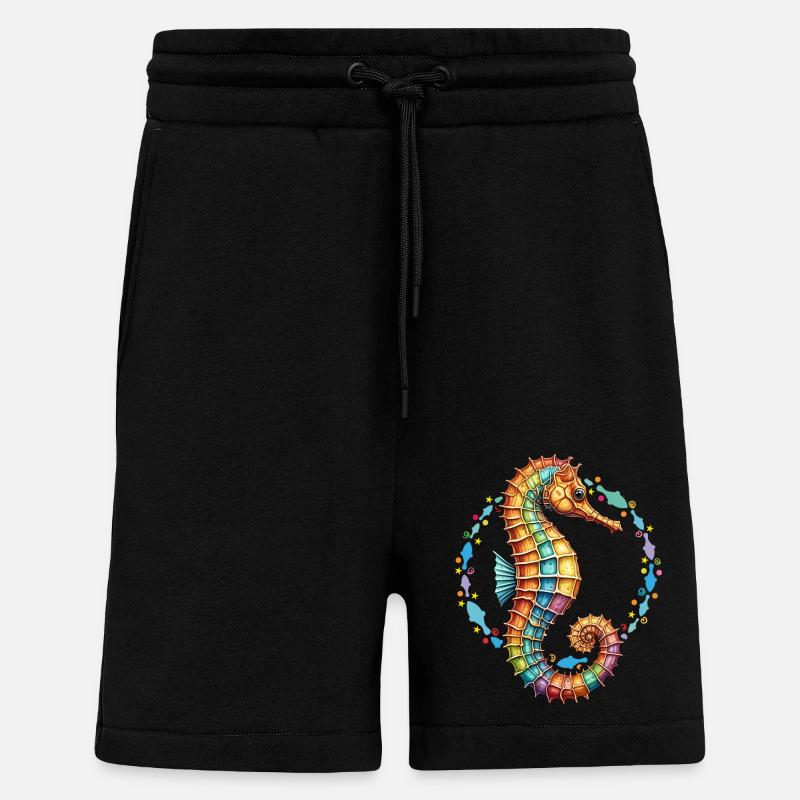 Hübsches dekoratives Seepferdchen - Shorts - made by SPREAD - SOLID BLACK