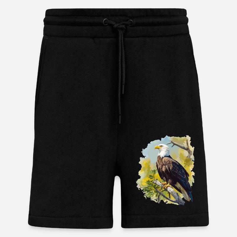 Pygargue à tête blanche Weißkopfseeadler - Short bio décontracté fabriqué en UE - SOLID BLACK