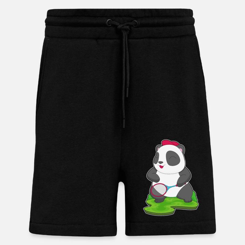Panda Tennis Racket - Shorts - made by SPREAD - SOLID BLACK