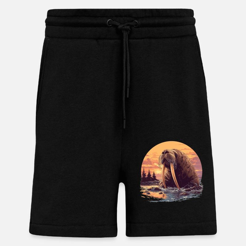 Morse Walrosse Walross - Short bio décontracté fabriqué en UE - SOLID BLACK