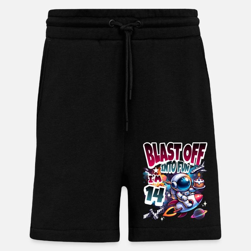 Astronaut 14th Birthday Space - Shorts - made by SPREAD - SOLID BLACK