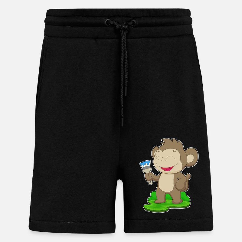 Monkey Painter Brush Painting - Shorts - made by SPREAD - SOLID BLACK