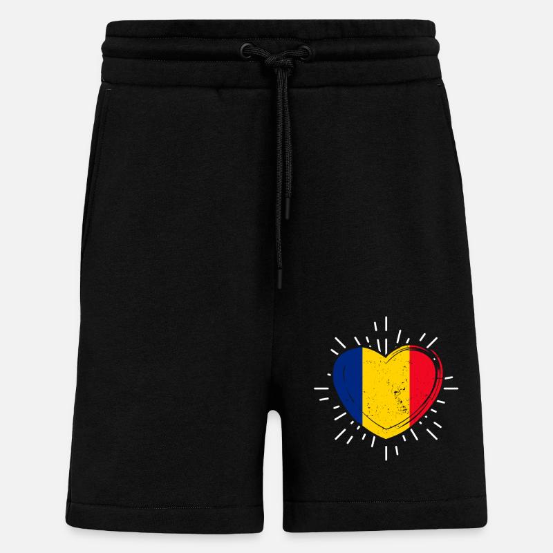 Romanian German Heart Romanian - Shorts - made by SPREAD - SOLID BLACK