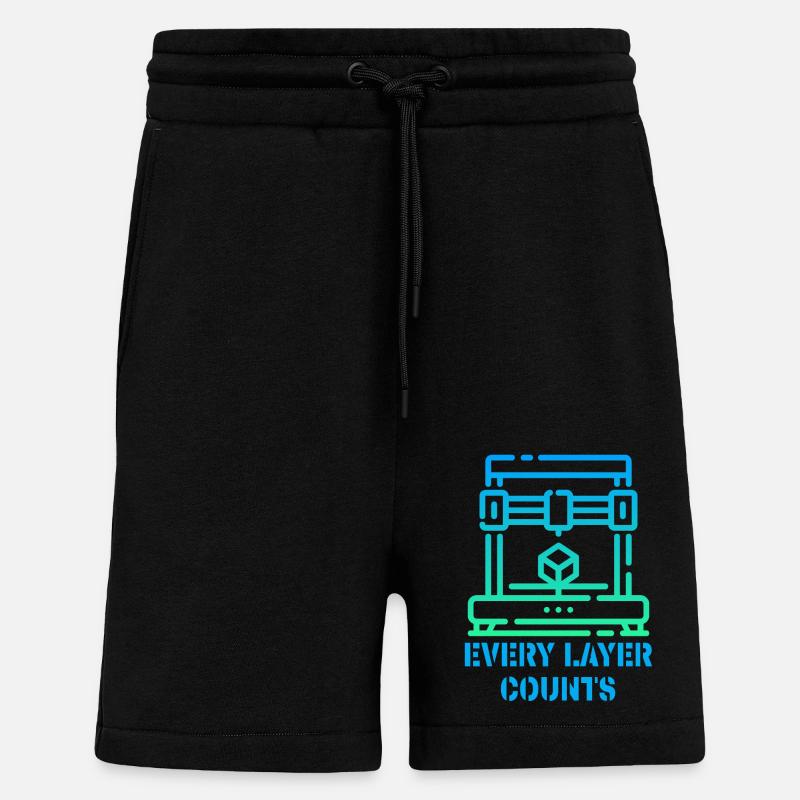 Every Layer Counts 3d Printer - Shorts - made by SPREAD - SOLID BLACK