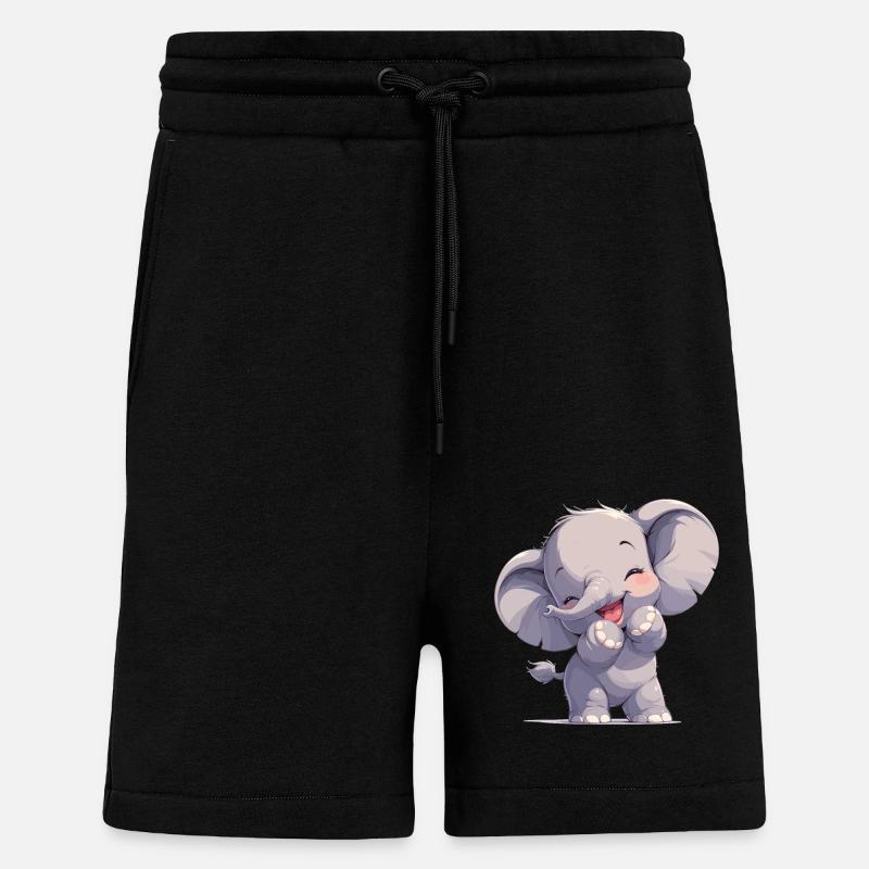 Elephant Elefanten Elefant - Short bio décontracté fabriqué en UE - SOLID BLACK