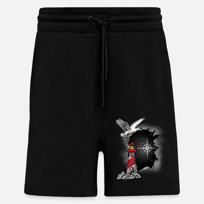 maritim Möwe Kompass Leuchtturm Möwen - Shorts - made by SPREAD - SOLID BLACK
