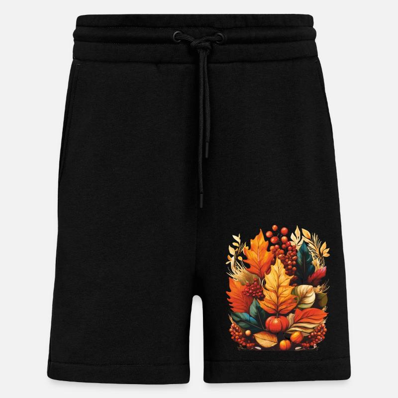 FEUILLES D’AUTOMNE - Short bio décontracté fabriqué en UE - SOLID BLACK