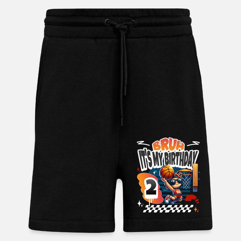 Basketball 2e anniversaire - Short bio décontracté fabriqué en UE - SOLID BLACK
