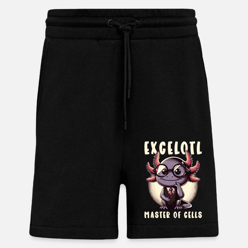 Excelotl Geeky Tableur Axolotl - Short bio décontracté fabriqué en UE - SOLID BLACK