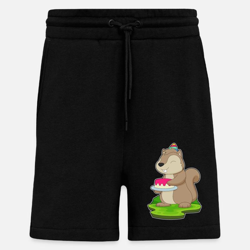 Squirrel Birthday Cake - Shorts - made by SPREAD - SOLID BLACK