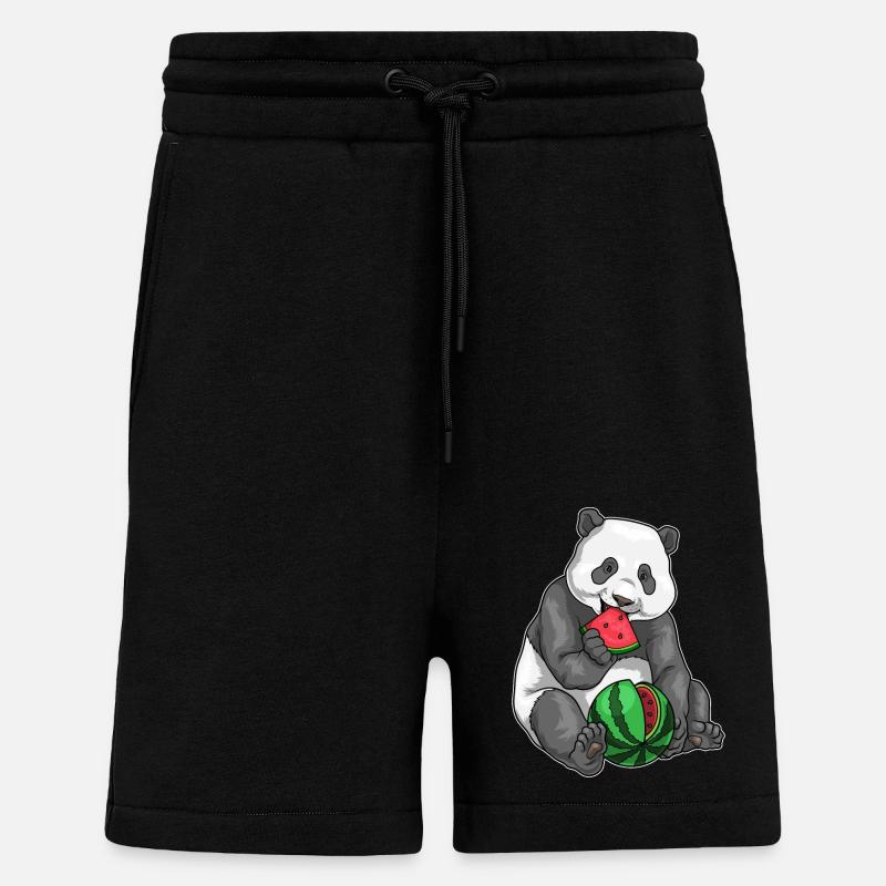 Panda Pastèque - Short bio décontracté fabriqué en UE - SOLID BLACK