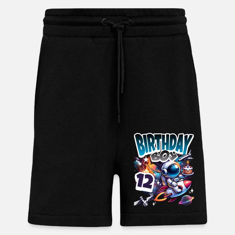 Astronaute 12e anniversaire Espace - Short bio décontracté fabriqué en UE - SOLID BLACK