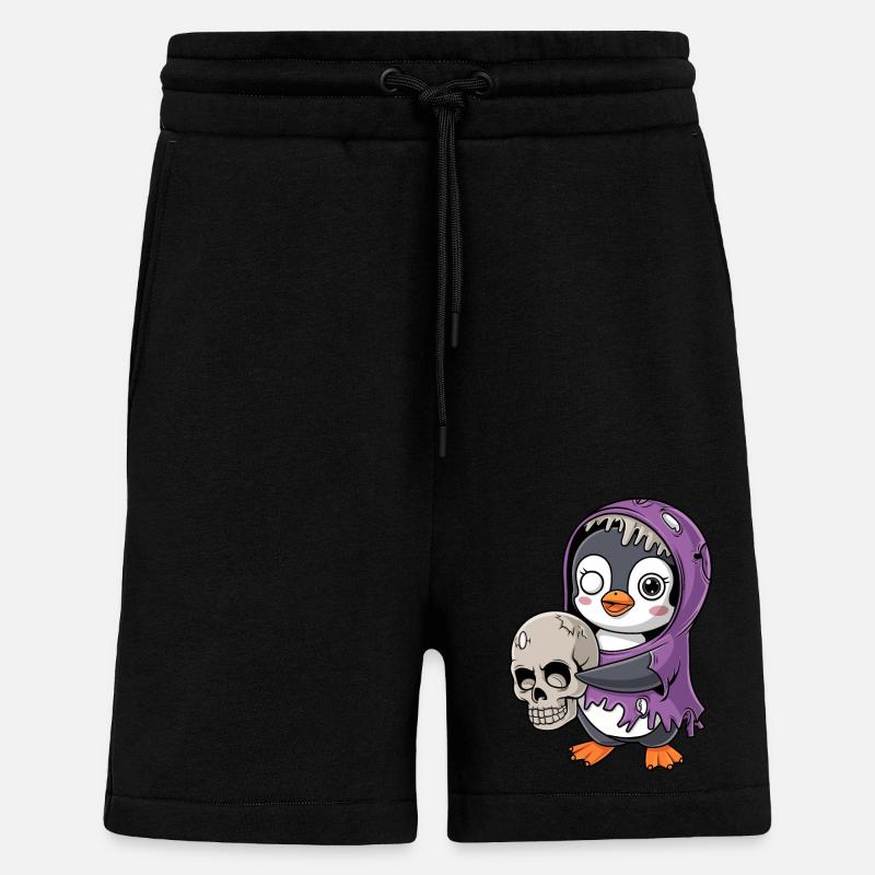 Pinguin Zombie Halloween mit Schädel - Shorts - made by SPREAD - SOLID BLACK