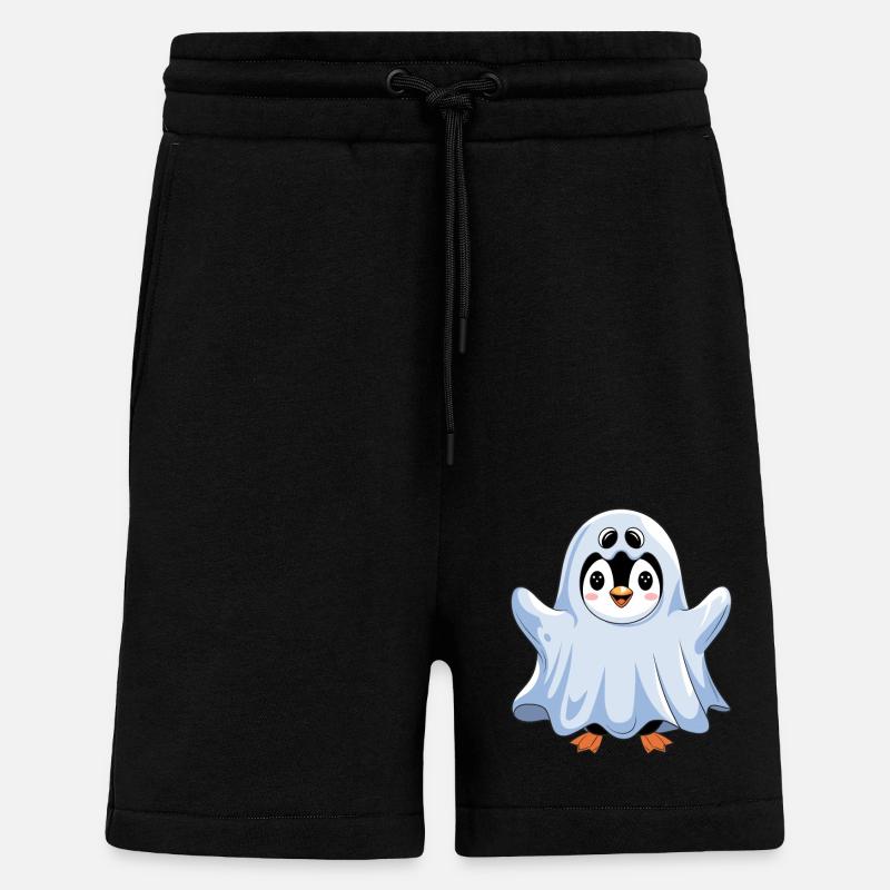 Cute Penguin Halloween Ghost - Shorts - made by SPREAD - SOLID BLACK