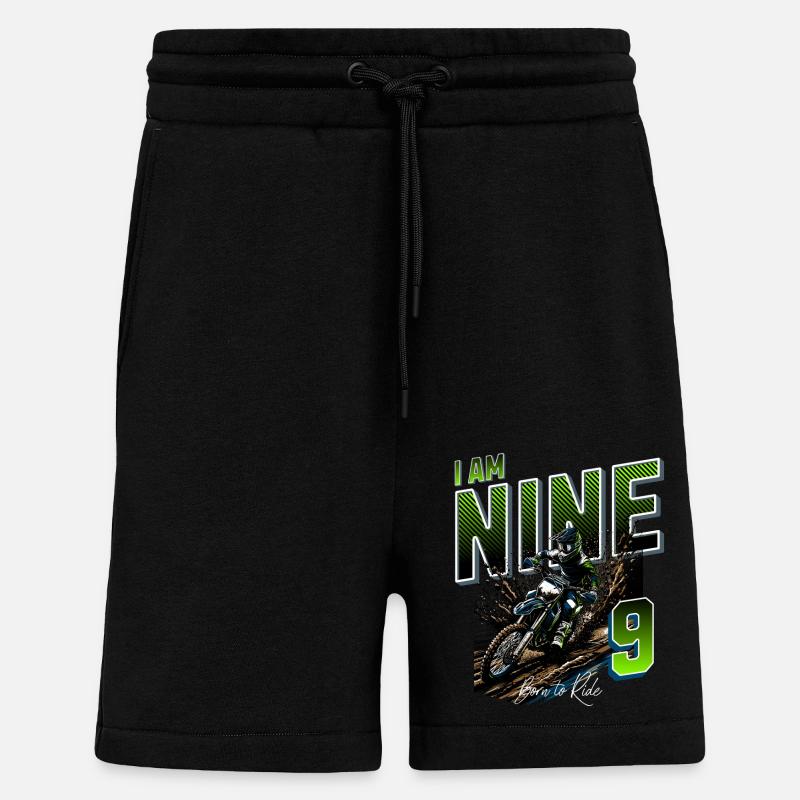 9e anniversaire de motocross - Short bio décontracté fabriqué en UE - SOLID BLACK
