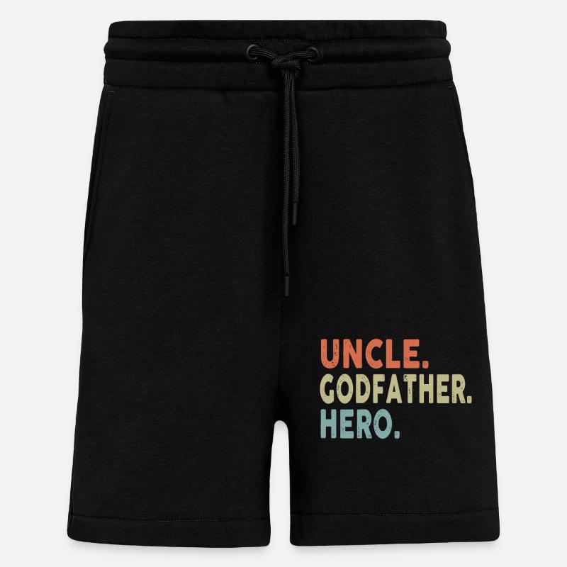 Oncle Parrain Héros - Short bio décontracté fabriqué en UE - SOLID BLACK