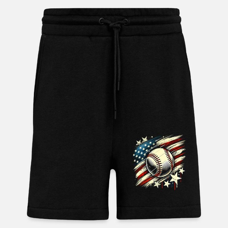 Baseball USA Conception grunge - Short bio décontracté fabriqué en UE - SOLID BLACK