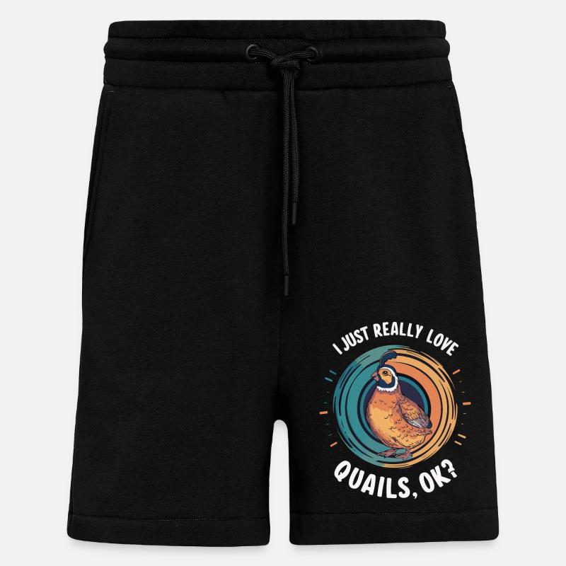 Caille Oiseau Cailles - Short bio décontracté fabriqué en UE - SOLID BLACK