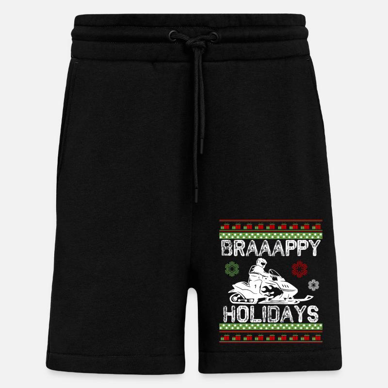 Snowmobile Christmas Braaappy Holidays - Shorts - made by SPREAD - SOLID BLACK