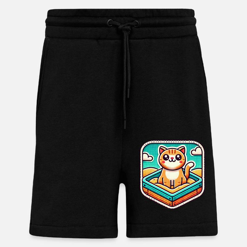 Süße Katze sitzt im Sandkasten - Shorts - made by SPREAD - SOLID BLACK
