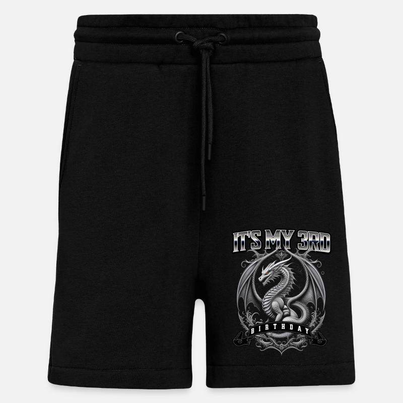 Dragon 3rd Birthday Dragon - Shorts - made by SPREAD - SOLID BLACK
