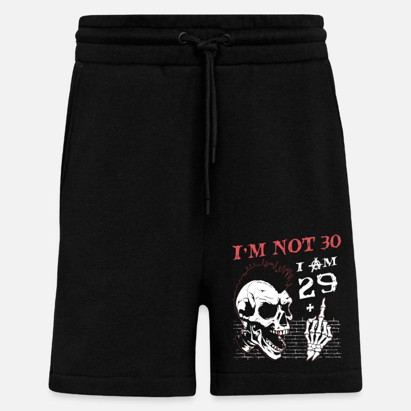 Ich bin 29 plus Mittelfinger - 30. Geburtstag - Shorts - made by SPREAD - SOLID BLACK