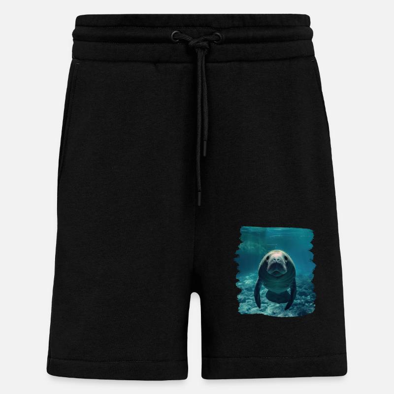 Seekuh Manatees Manatee - Shorts - made by SPREAD - SOLID BLACK