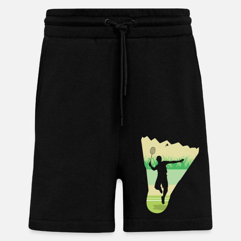 Badminton Retro Shuttlecock Player - Shorts - made by SPREAD - SOLID BLACK