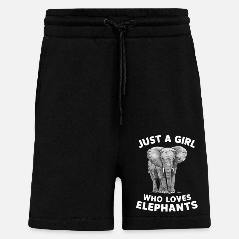 Éléphant Animal Éléphants Zoo - Short bio décontracté fabriqué en UE - SOLID BLACK