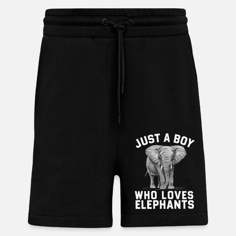 Éléphant Animal Éléphants Zoo - Short bio décontracté fabriqué en UE - SOLID BLACK