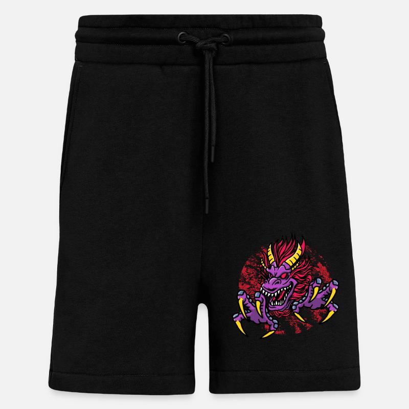 Fantasy Magic Dragon in Dungeon - Shorts - made by SPREAD - SOLID BLACK