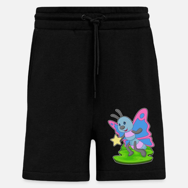 Étoile papillon - Short bio décontracté fabriqué en UE - SOLID BLACK