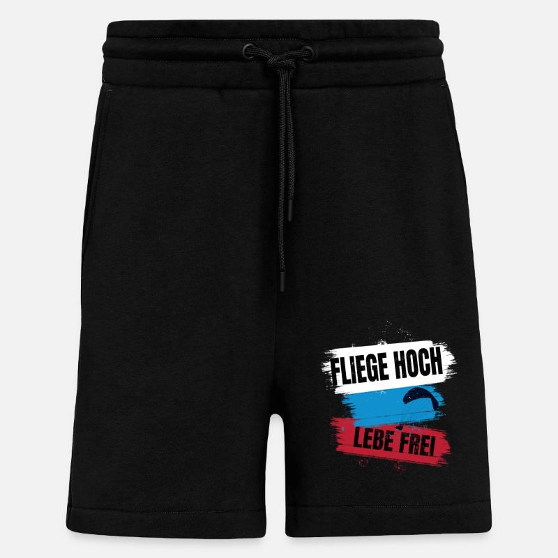 Paragliding - Fly High, Live Free - Shorts - made by SPREAD - SOLID BLACK