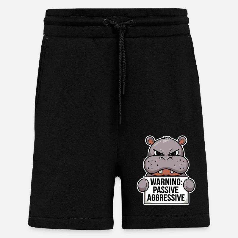Warnung: Passiv Aggressiv Nilpferd - Shorts - made by SPREAD - SOLID BLACK