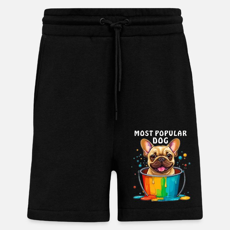 FRENCHIE CHIEN LE PLUS POPULAIRE - Short bio décontracté fabriqué en UE - SOLID BLACK