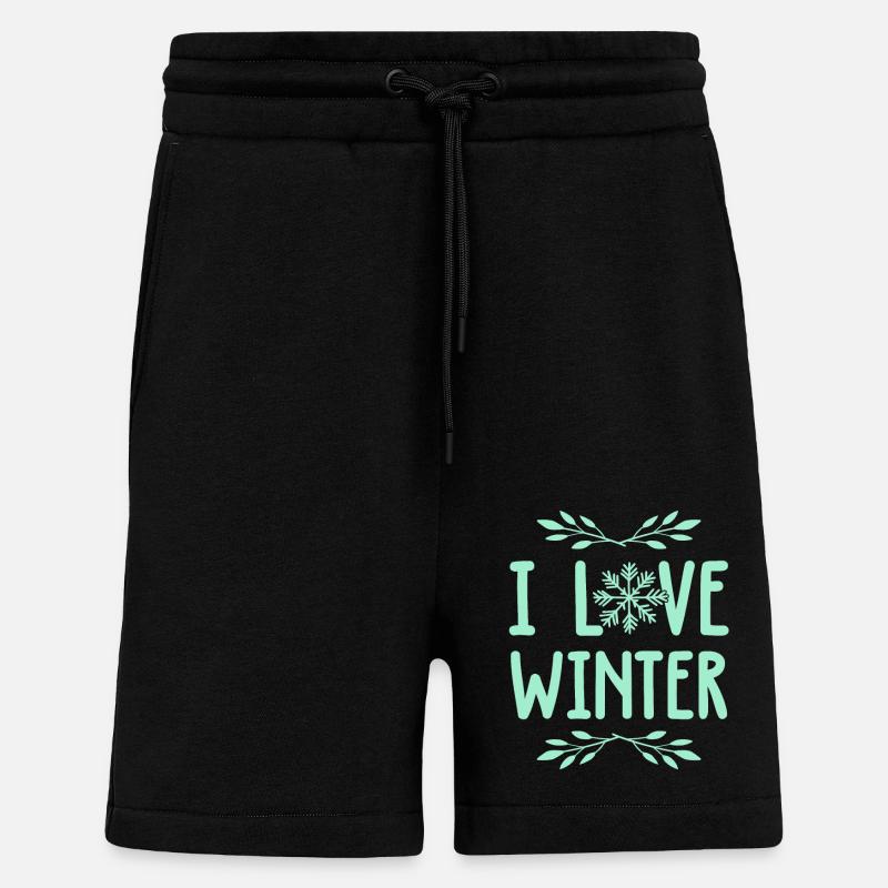 J’adore l’hiver - Short bio décontracté fabriqué en UE - SOLID BLACK