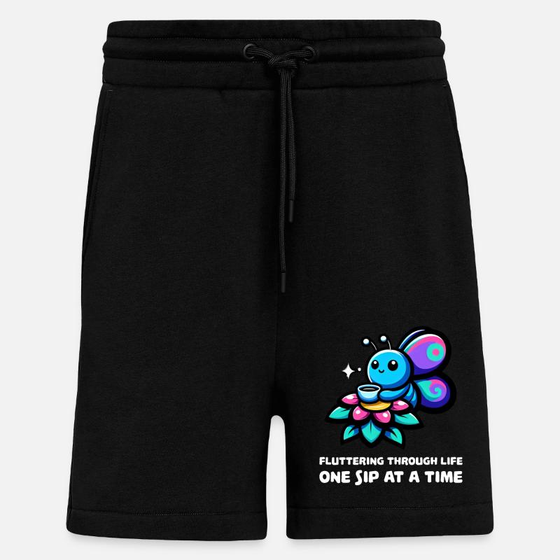 Fluttering Through Life Coffee Butterfly - Shorts - made by SPREAD - SOLID BLACK