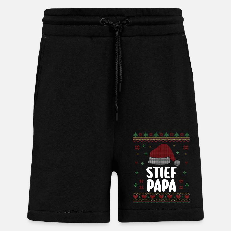 Noël Père Noël Beau-père - Short bio décontracté fabriqué en UE - SOLID BLACK