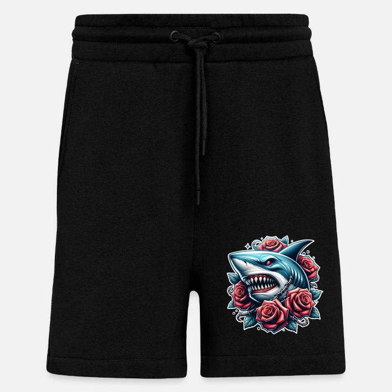 Shark Roses - Shorts - made by SPREAD - SOLID BLACK