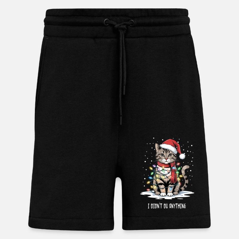 Chat de Noël - Short bio décontracté fabriqué en UE - SOLID BLACK