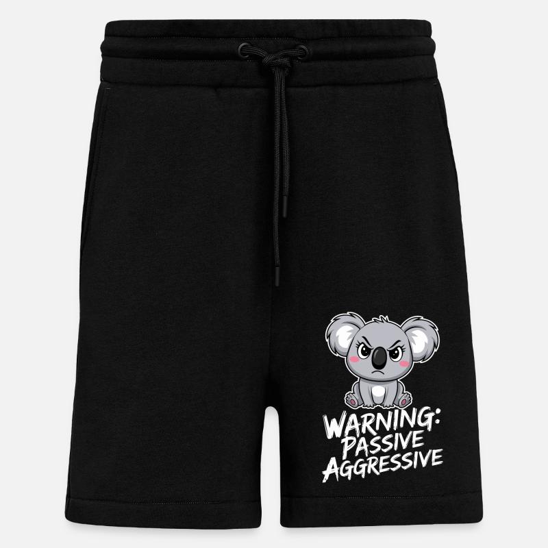Warning: Passive-Aggressive Koala Drawing - Shorts - made by SPREAD - SOLID BLACK