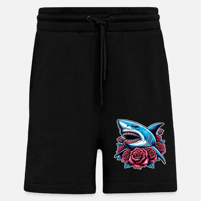 Roses de requin - Short bio décontracté fabriqué en UE - SOLID BLACK