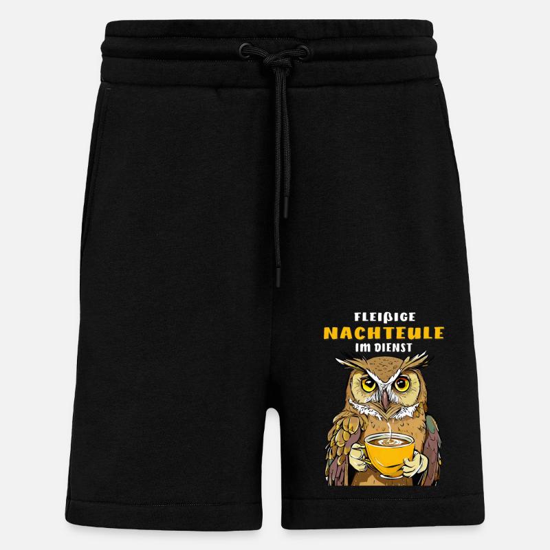 FLEIßIGE NACHTEULE IM DIENST - Shorts - made by SPREAD - SOLID BLACK