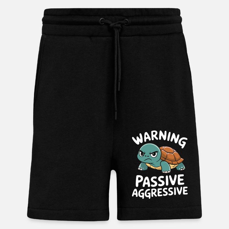 Warning: Passive, Aggressive, Turtle - Shorts - made by SPREAD - SOLID BLACK
