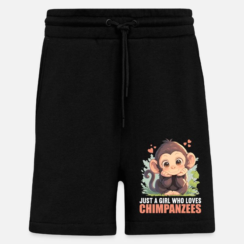 Chimpanzee Schimpansen Schimpanse - Shorts - made by SPREAD - SOLID BLACK