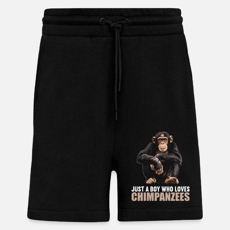 Chimpanzé Schimpansen Schimpanse - Short bio décontracté fabriqué en UE - SOLID BLACK