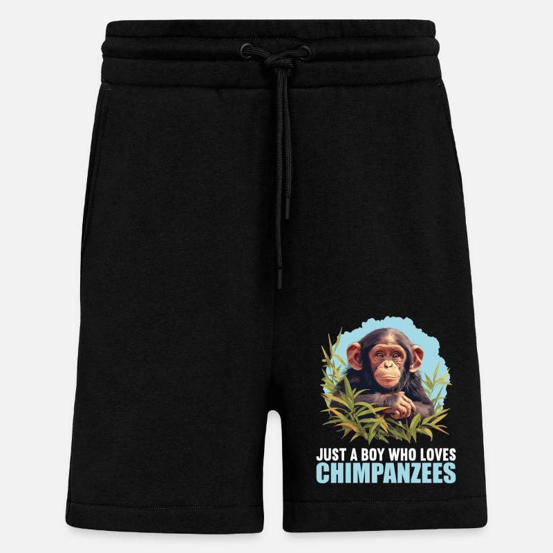 Chimpanzee Schimpansen Schimpanse - Shorts - made by SPREAD - SOLID BLACK
