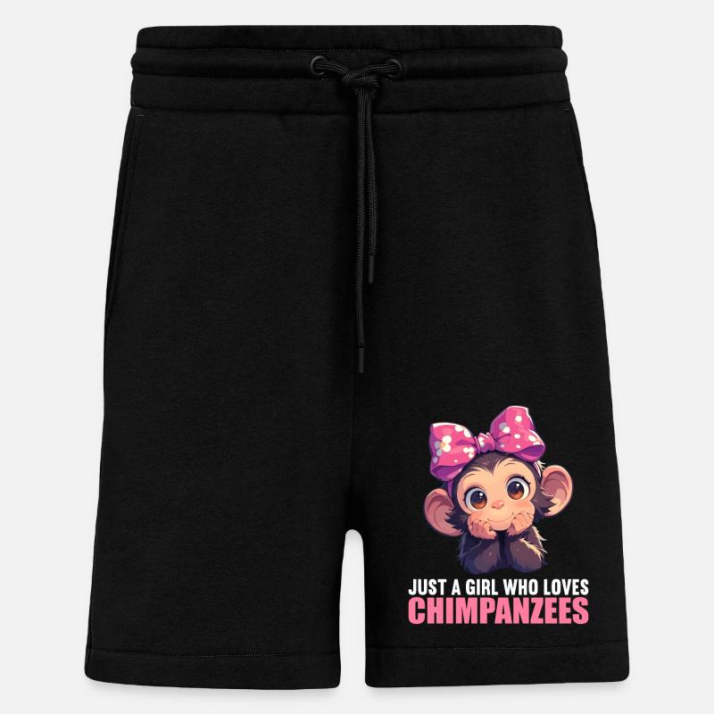 Chimpanzé Schimpansen Schimpanse - Short bio décontracté fabriqué en UE - SOLID BLACK