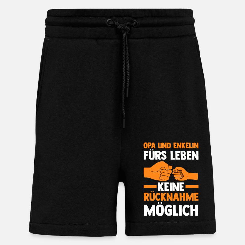 Papi et petit-fils - Short bio décontracté fabriqué en UE - SOLID BLACK